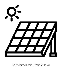 Solar panel icon line style transparent