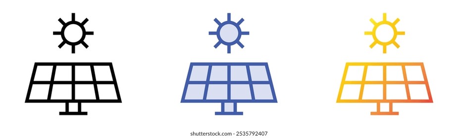solar panel icon. Linear, Blue Fill and Gradient Style Design Isolated On White Background