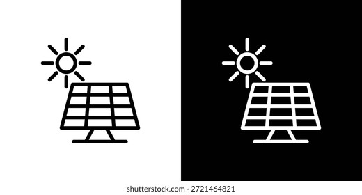 Concepto de logotipo de icono de panel solar en trazos