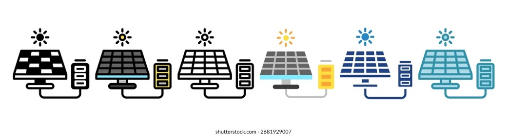 Icono del panel solar Icono de la mini ilustración. Uso Para El Concepto Moderno, Impresión, Ui, Ux Kit, Web Y Desarrollo De App. Vector Relacionado Con La Oficina, La Educación, El Examen Y Más