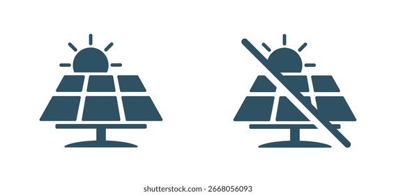 Icono del panel solar y panel solar apagado.