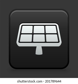 Solar Panel Icon on Black and White Button 