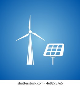 Solar Panel Icon on blue color.