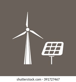 Solar Panel Icon on Dark Gray Color. Eps-10.