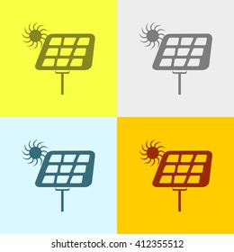 Solar Panel Icon on Four Different Backgrounds. Eps-10.