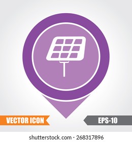 Solar Panel Icon On Map Pointer. Eps.-10.