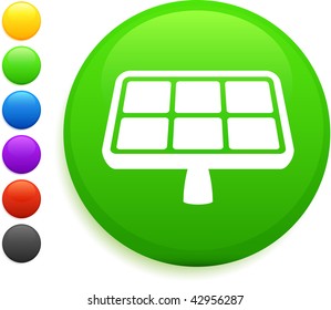 solar panel icon on round internet button original vector illustration 6 color versions included