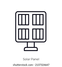 Icono Panel solar. Diseño de icono de estilo de esquema aislado en fondo blanco