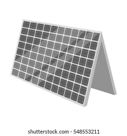Solar panel icon in outline style isolated on white background. Bio and ecology symbol stock vector illustration.