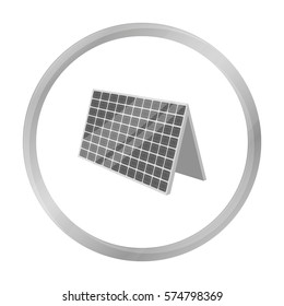 Solar panel icon in outline style isolated on white background. Bio and ecology symbol stock vector illustration.