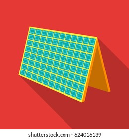 Solar panel icon in outline style isolated on white background. Bio and ecology symbol stock vector illustration.
