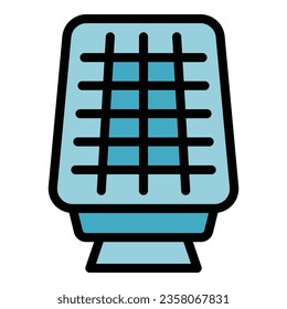 Vector de contorno de icono del panel solar. Energía ecológica. Color alternativo brillante plano