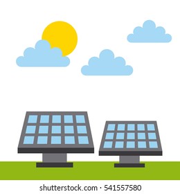 solar panel icon over white background. colorful design. vector illustration