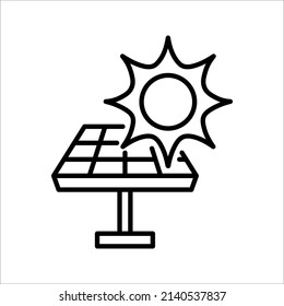 Icono del panel solar. Pictograma negro perfecto. ilustración vectorial sobre fondo blanco.