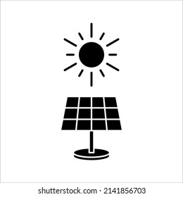 solar panel Icon. Perfect Black pictogram. vector illustration on white background.