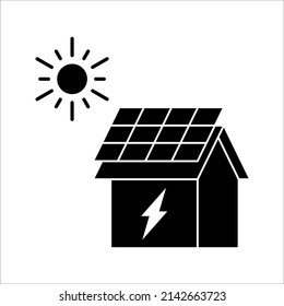 solar panel Icon. Perfect Black pictogram. vector illustration on white background.