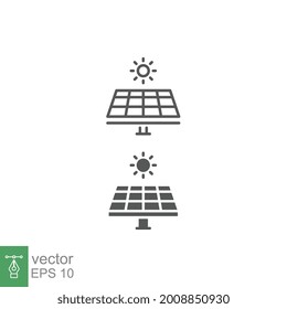 solar panel icon. Power battery alternative energy, sunlight eco electrical renewable industry. sustainable energy saving line and solid style. vector illustration design on white background. EPS 10