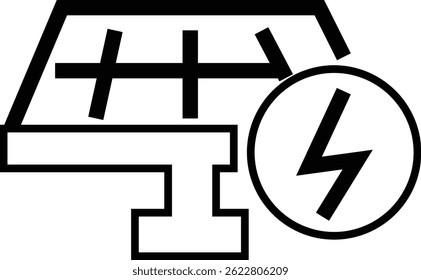 Solar panel icon. power energy. electricity Simple renewable energy solutions cells icon Home, roof pattern. Sun energy battery. environmentally friendly, editable stroke with transparent background
