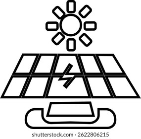 Solar panel icon. power energy. electricity Simple renewable energy solutions cells icon Home, roof pattern. Sun energy battery. environmentally friendly, editable stroke with transparent background