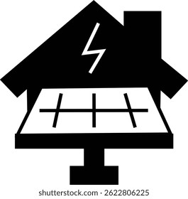 Solar panel icon. power energy. electricity Simple renewable energy solutions cells icon Home, roof pattern. Sun energy battery. environmentally friendly, editable stroke with transparent background