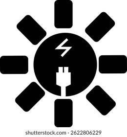 Solar panel icon. power energy. electricity Simple renewable energy solutions cells icon Home, roof pattern. Sun energy battery. environmentally friendly, editable stroke with transparent background