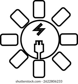 Solar panel icon. power energy. electricity Simple renewable energy solutions cells icon Home, roof pattern. Sun energy battery. environmentally friendly, editable stroke with transparent background