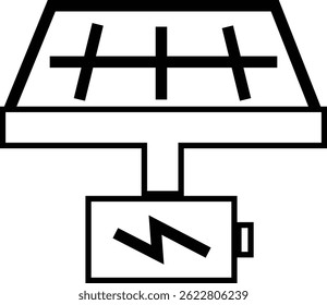 Solar panel icon. power energy. electricity Simple renewable energy solutions cells icon Home, roof pattern. Sun energy battery. environmentally friendly, editable stroke with transparent background