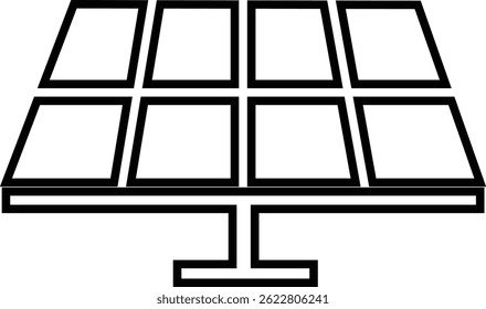 Solar panel icon. power energy. electricity Simple renewable energy solutions cells icon Home, roof pattern. Sun energy battery. environmentally friendly, editable stroke with transparent background