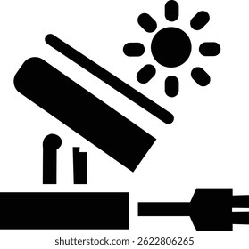 Solar panel icon. power energy. electricity Simple renewable energy solutions cells icon Home, roof pattern. Sun energy battery. environmentally friendly, editable stroke with transparent background