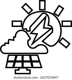 Solar panel icon. power energy. electricity Simple renewable energy solutions cells icon Home, roof pattern. Sun energy battery. environmentally friendly, editable stroke with transparent background