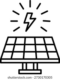 Icono del panel solar para la generación de electricidad renovable y la fuente de energía sostenible