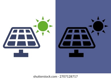 Icono del panel solar de energía renovable y fuente de energía ecológica