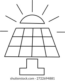 Icono del panel solar para la energía renovable y el concepto de energía sostenible