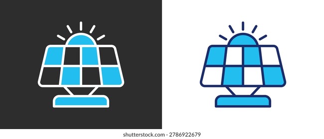 Solar Panel Icon Set, Colored Outline Vector Illustration