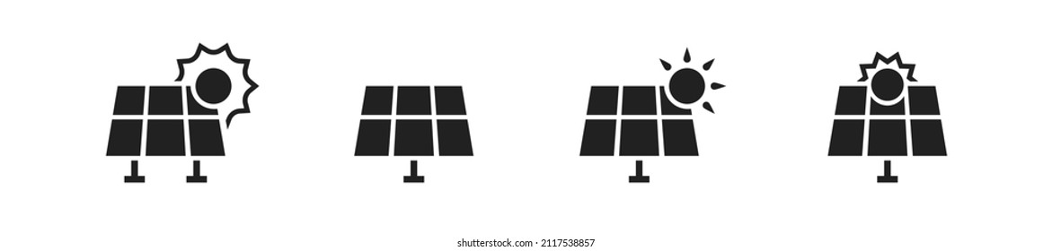 Solar panel icon set. Solar energy symbol collection. Sun battery icons. EPS 10.