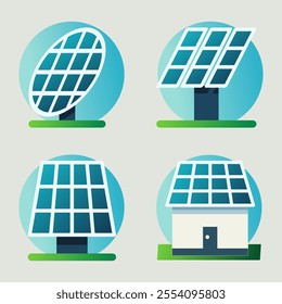 solar panel icon set, solar energy, Sustainable, renewable, green resource