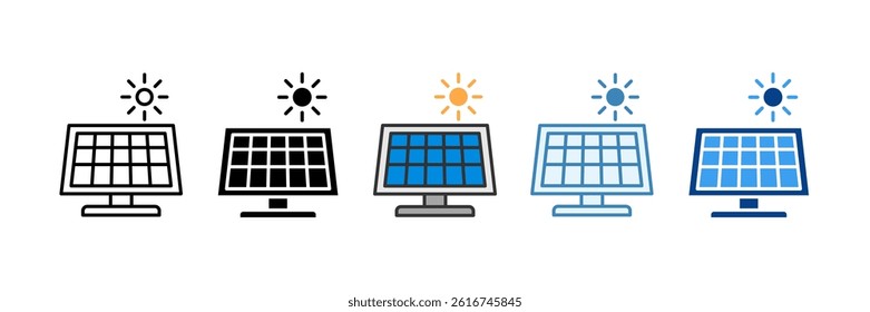 Solar Panel Icon Set Multiple Style Collection