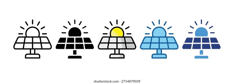 Conjunto de iconos de panel solar Colección de estilo múltiple