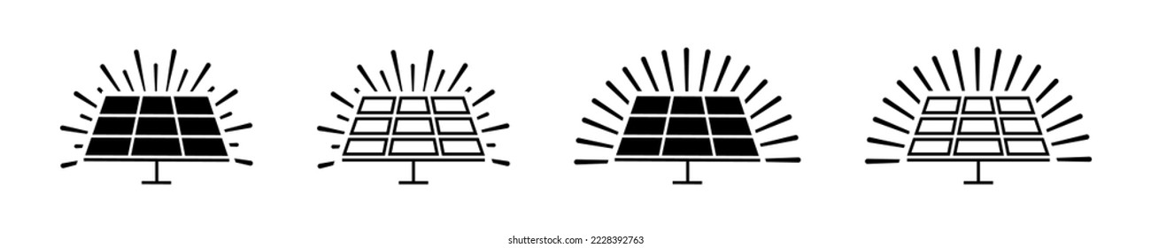 Solar panel icon set. Solar panels. Alternative power. Sun power. Vector