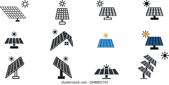 Solar panel icon set vector logo template