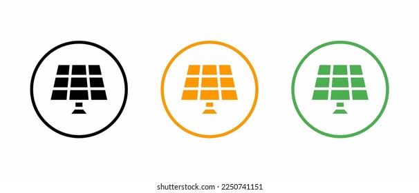 Solar panel icon set. Vector illustration.