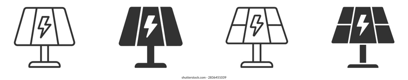 solar panel icon set vector illustration on transparent background
