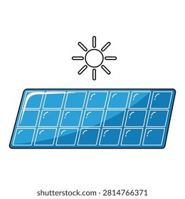 Solar panel icon shows sun shining above renewable energy cells