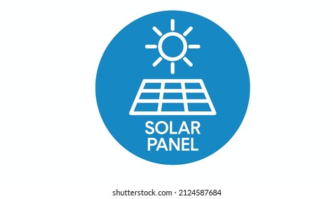 Solar Panel Icon or Sign. Vector isolated blue and white editable illustration
