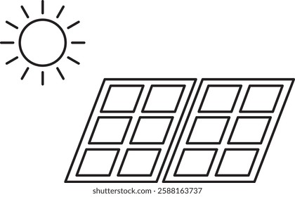Solar panel icon. Simple design. representing renewable energy.