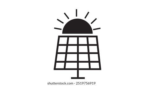 Solar panel icon. Simple outline style. Photovoltaic, sun, installation on white background.