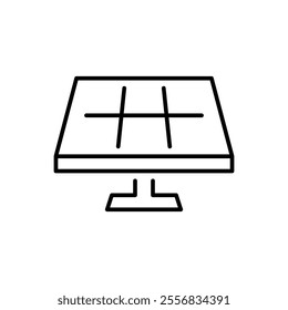 Solar panel icon. Simple outline style. Solar power, sun, renewable energy, cell, heat, light, battery, electric, technology concept. Thin line symbol. Vector illustration isolated.