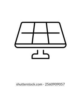 Solar panel icon. Simple outline style. Solar power, sun, renewable energy, cell, heat, light, battery, electric, technology concept. Thin line symbol. Vector illustration isolated.