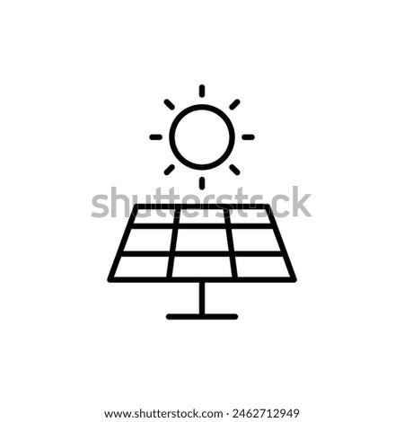 Solar panel icon. Simple outline style. Photovoltaic, sun, installation, roof, generator, heat, sunlight, renewable energy concept. Thin line symbol. Vector illustration isolated.