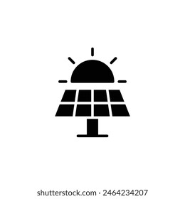 Icono del panel solar. Estilo sólido simple. Fotovoltaica, sol, instalación, techo, generador, calor, luz solar, concepto de energía renovable. Silueta, símbolo de glifo. Ilustración vectorial aislada.